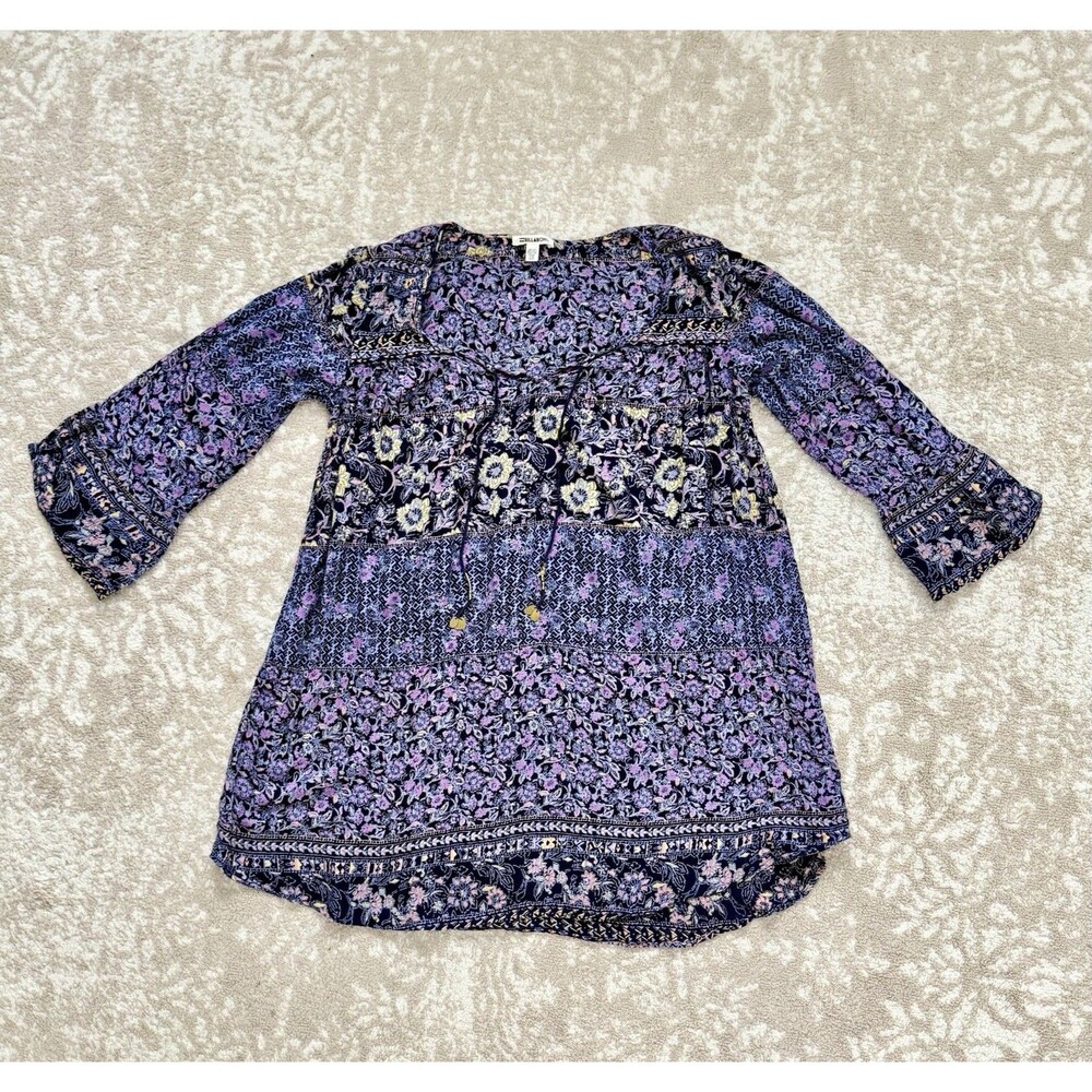 Billabong Women's Vintage Y2K Boho Floral Whimsical Gypsy Tunic Surfer Dress M